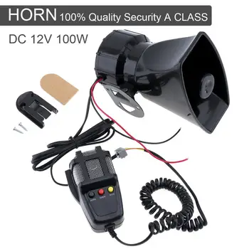 

100W 12V 3 Sound Car Alarm Horn Speaker Electronic Warning Siren Motorcycle Alarm Firemen Ambulance Loudspeaker with Microphone