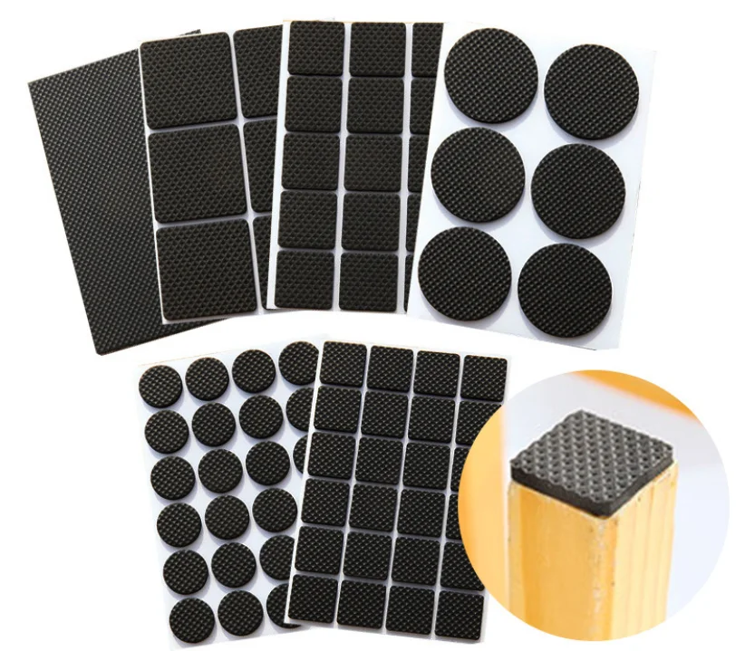 1 bag Non-slip Self Adhesive Furniture Rubber Table Chair Feet Pads Round Square Sofa Chair Leg Sticky Pad Floor Protectors Mat