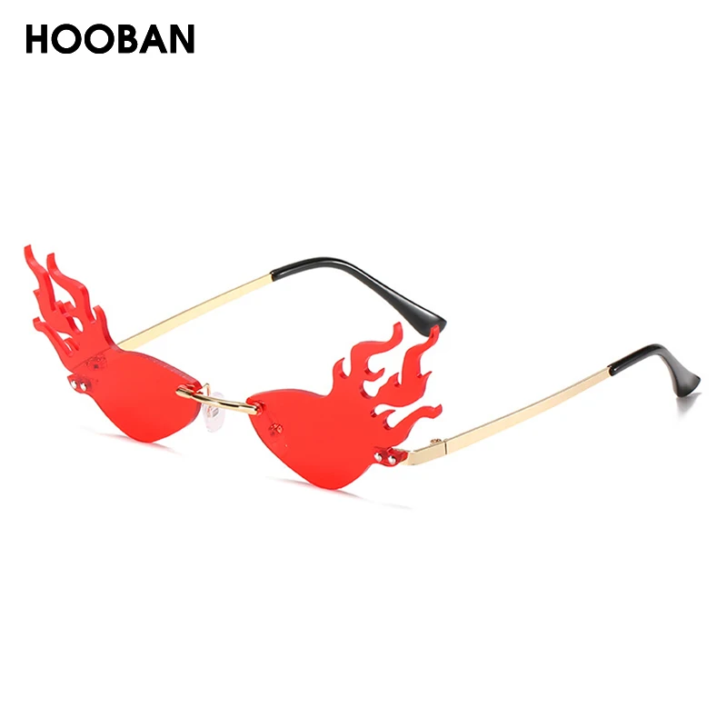 HOOBAN 2020 новые огненные солнечные очки женские стильные без оправы брендовые