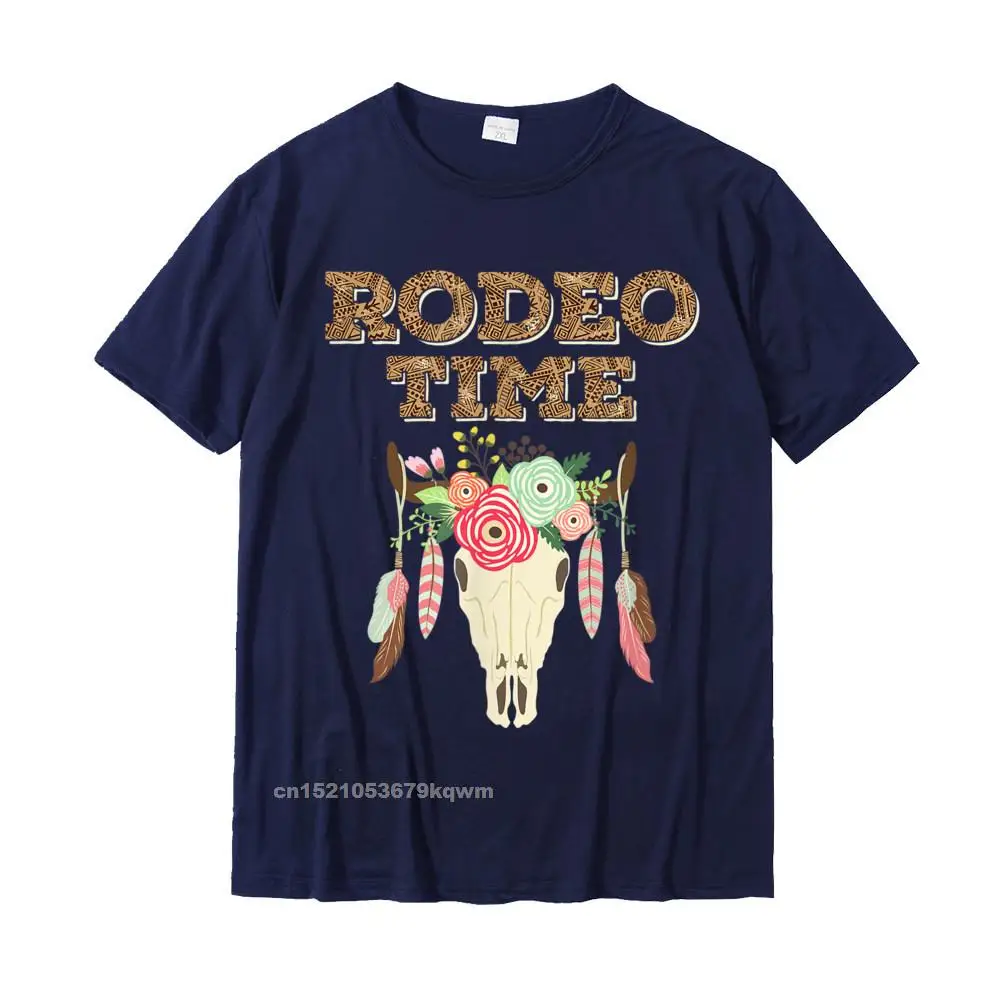 Dominant Summer Printed On T-Shirt Crew Neck 100% Cotton Fabric Men Tops Tees Short Sleeve Autumn Printed On T Shirt Boho Rodeo Time Western Native Skull T-Shirt__4982 navy