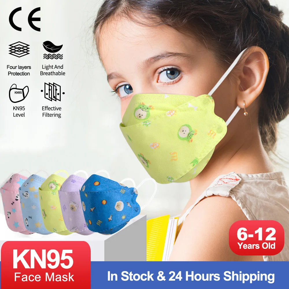 Детские KN95 маски рыбы Сертифицированный FFP2Mask детей От 3 до 12 лет с