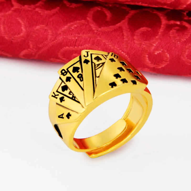 

Imixlot Men 316L Stainless Steel Carved Playing Card Poker Rocker Punk Rings Opening Adjustable