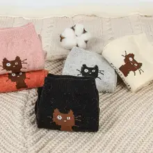 5 пар шерстяных носков с кроликом женские зимние теплые толстые мягкие носки с оленем женские носки с рисунками забавные пушистые носки в полоску