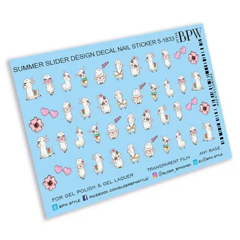 

Alpaca slider design, BPW. style, water nail stickers, sd5-1833