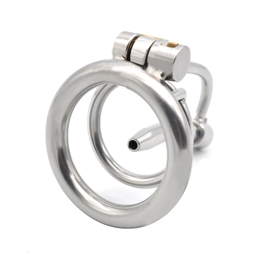 Stainless Steel Male Chastity Devices Cock Cage With Urethral Catheter Penis Lock Cock Ring Sex Toys