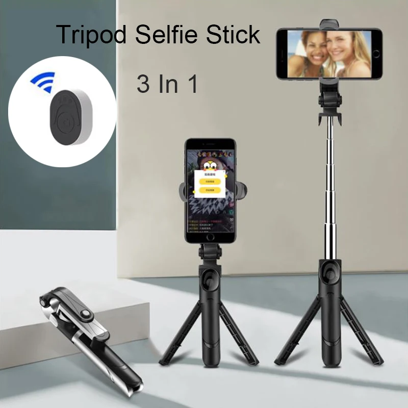 Trípode/palo Selfie Bluetooth remoto 3 en 1 con temporizador integrado, 1 unidad