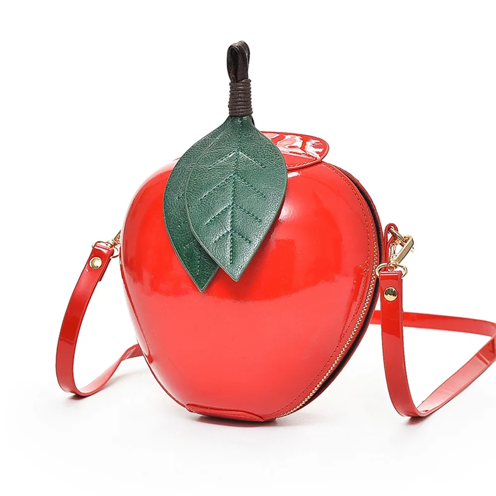 Женская сумка на плечо в форме яблока, милая сумка на молнии, сумка из искусственной кожи, сумка через плечо# T3G
