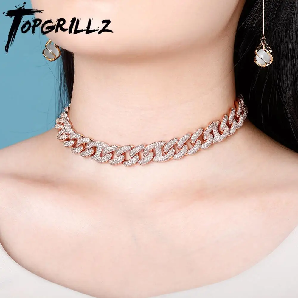 Ожерелье-чокер TOPGRILLZ женское колье из кубинской цепи с застежкой в виде коробки