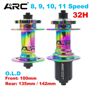 

ARC Front & Rear Bike disc hub Colorfull plating rainbow mtb mountain Bicycle hub 32H for 8 9 10 11 speed 100 135 142mm Hubs