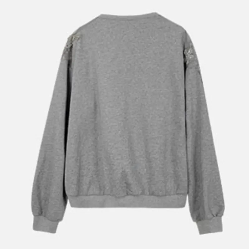 XITAO Patchwork Mesh Sequins Sweatshirt Women 2020