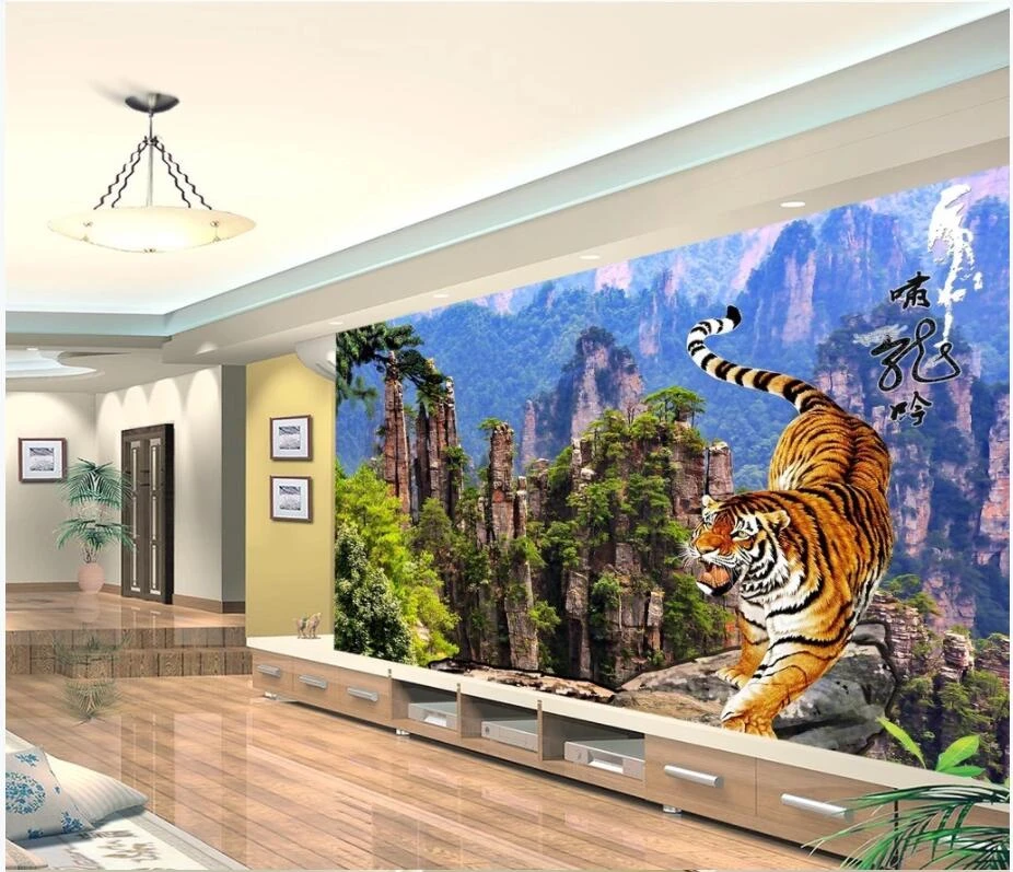 Wdbh Custom Photo 3d Wallpaper Hd Tiger Beautiful Mountain Scenery  Background Home Decor 3d Wall Mural Wallpaper For Living Room - Wallpapers  - AliExpress