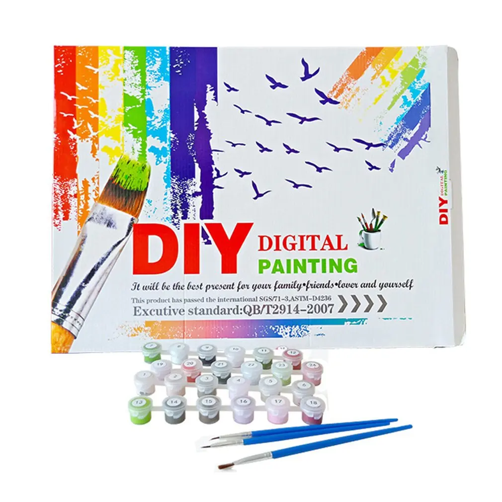 

20*20cm Diy Digital Oil Painting Children Hand-painted Numbers Set Oil Painting For Children Canvas Simple Landscape