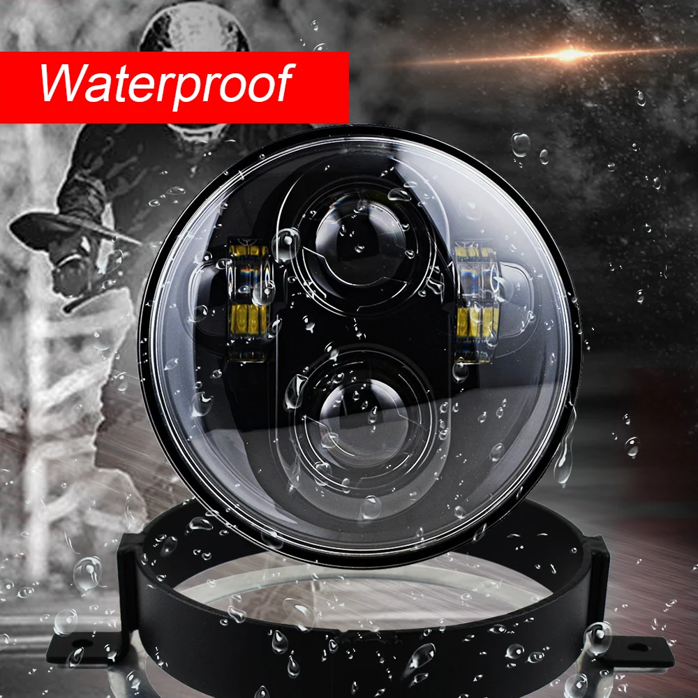 Черная хромированная 5 75 дюймовая мотоциклетная светодиодная фара с кронштейном