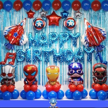 

60pcs Super Hero Foil Ballons Spiderman Birthday Party Decorations Kids Party Delivers Baby Shower Globos Children Toys Balloons