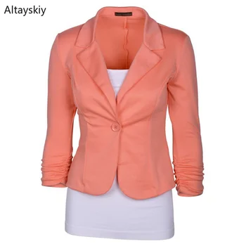 

Blazers Women Short Candy Color Simple All-match Slim Single Button Elegant Ladies Blazer Womens Soft Daily Korean Style Coats