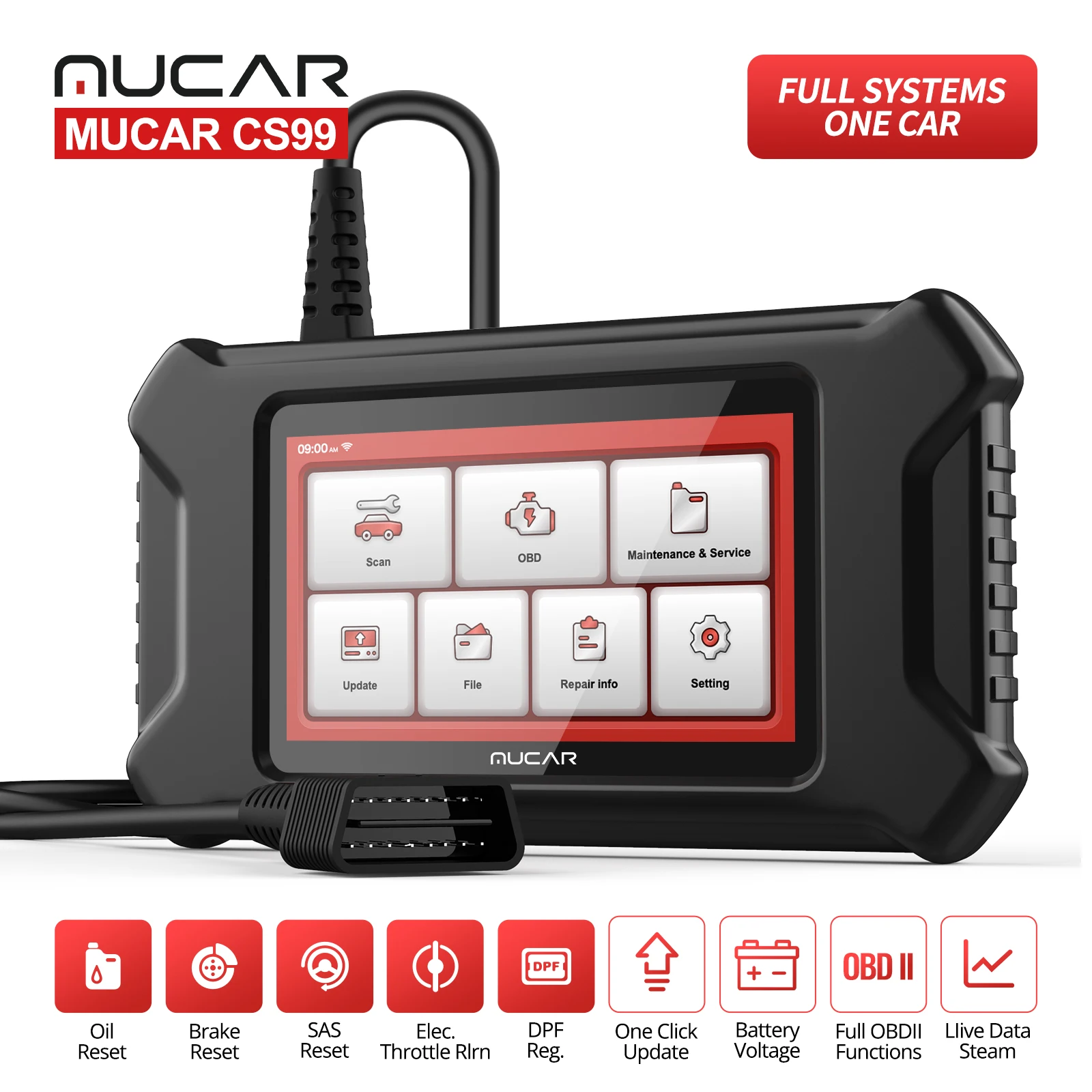 Mucar CS99 Free Full System Diagnostic Tool Oil/SAS/BRAKE/DPF/ETS 5 Resets Lifetime Automotive DIY Car Scanner Professional | Автомобили и