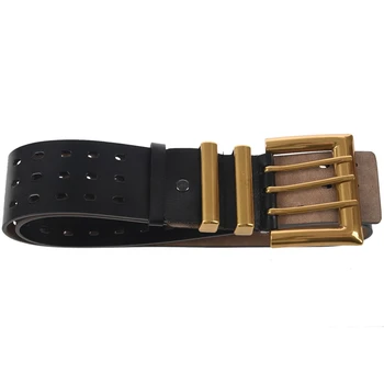 

Autumn Vintage Fashion Cowskin Leather Belts Female Hollow Out Wide Belts for Women Korean Style Tide