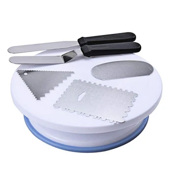 

6Pcs/Set Cake Turntable Rotating Cake Dough Knife Decorating Cream Cakes Stand Rotary Table DIY Pan Baking Tool with scraper