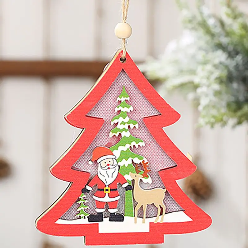 Креативный Рождественский светодиодный светильник деревянные декоративные подвесные украшения внутренняя елка вечерние украшения для спальни
