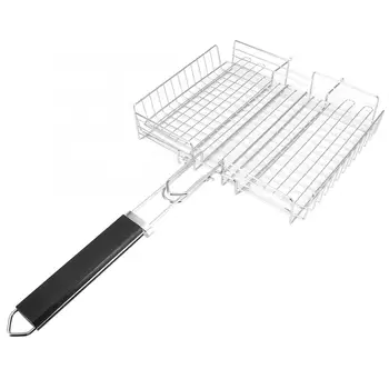 

BBQ Net Square Grilled Fish Chicken Net Clip Hand Held Grill Mesh Wire Clamp BBQ Net Fish Meat Hamburg Net Picnic BBQ Tool