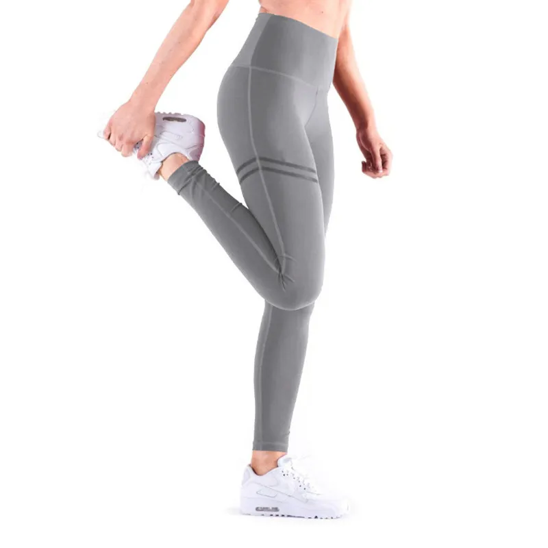 faux leather leggings Hip lifting sweat absorption sports fitness tight Yoga Pants women's double ring printed Leggings leather leggings Leggings