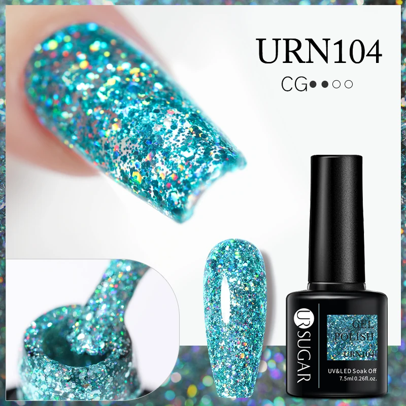 Ur Sugar Glitter Paillettes Gel Polish Manicure Per Unghie Semi Permanente Vernis Top Coat Uv Led Gel Vernice Soak Off Gel Polish