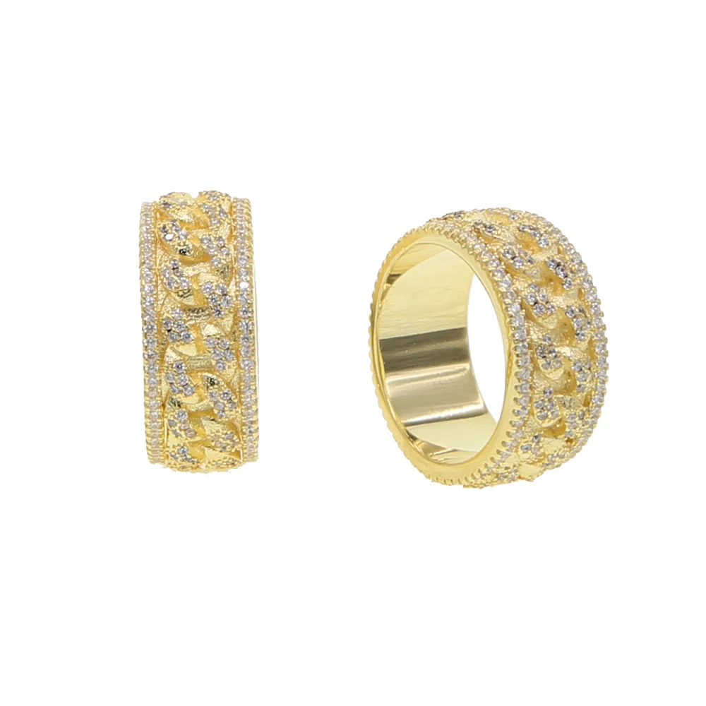 Хип-хоп iced out sparking cz Кольцо для браслета модные украшения для пальцев подарок на День святого Валентина для возлюбленной Позолоченные кубинские рок-кольца