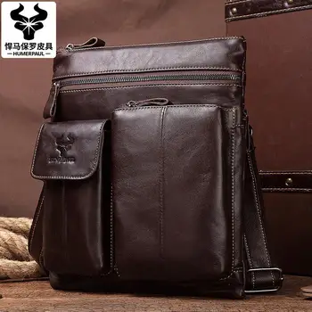 

Top Layer Cowhide Men's Shoulder Bag Retro Fashion Cross body Bag Male Casual Travel Bag Messenger iPad Bag Big Capacity Tote