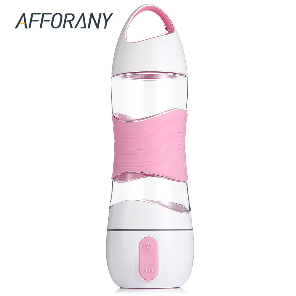 

400ML Spray Water Bottle Portable Bottles Outdoor Sports Gym Drinkware Bottles Shaker with Water Clock LED Lighting USB Charging
