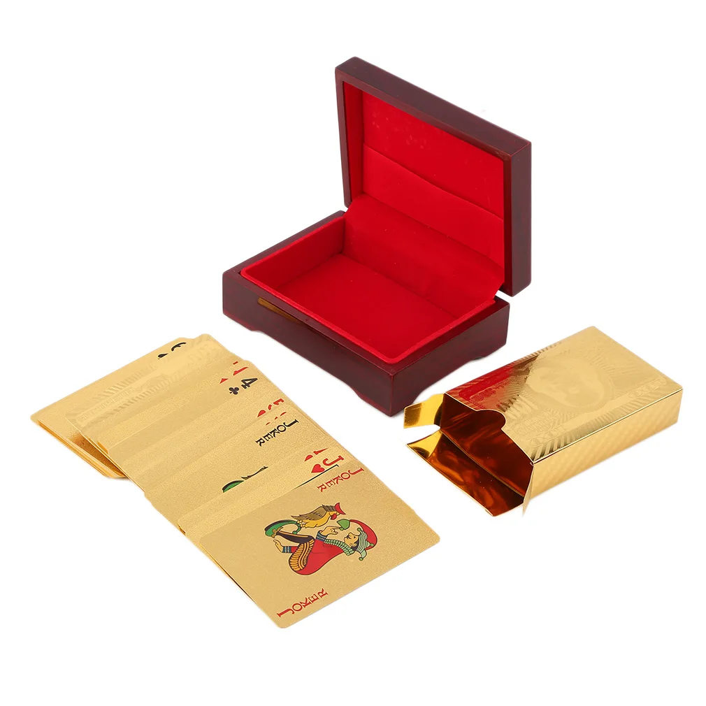 Роскошная покерная игральная карта из золотой фольги с подарочной коробкой