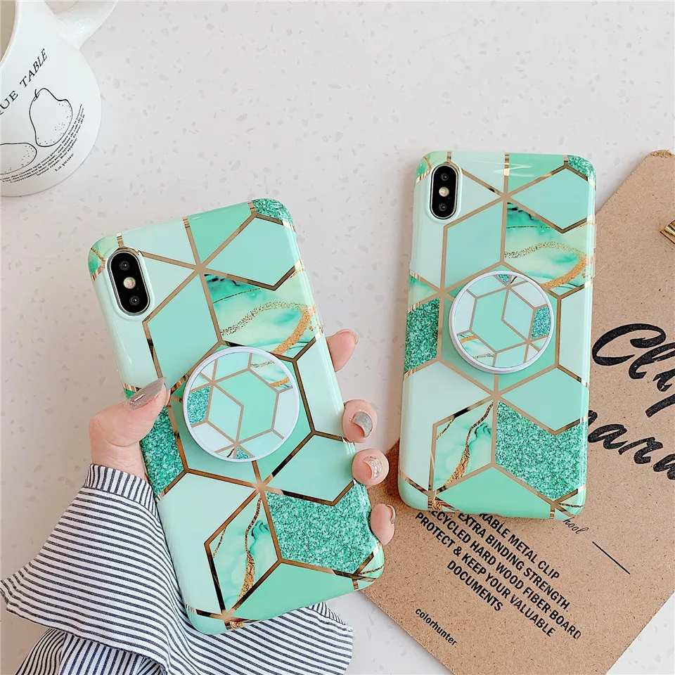 Подставка держатель для пальца мраморный чехол телефона Apple iPhone 6s X xs max XR 8 7 plus 6 funda