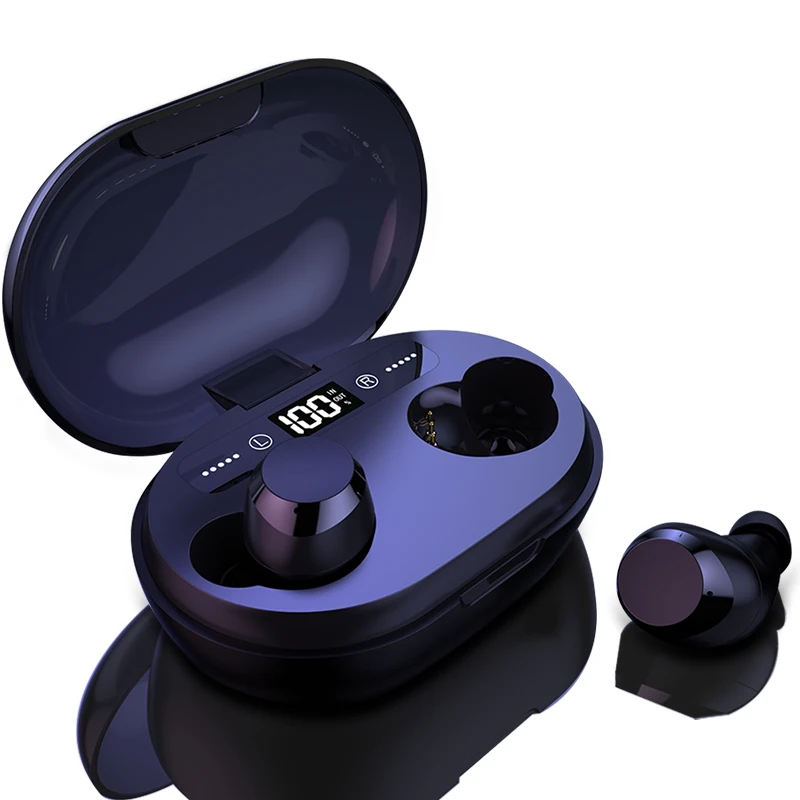 black Tws 5,0 9d стерео Bluetooth наушники беспроводные наушники-вкладыши портативные спортивные Ipx7 водонепроницаемые наушники со светодиодным интеллектуальным дисплеем - Цвет: black