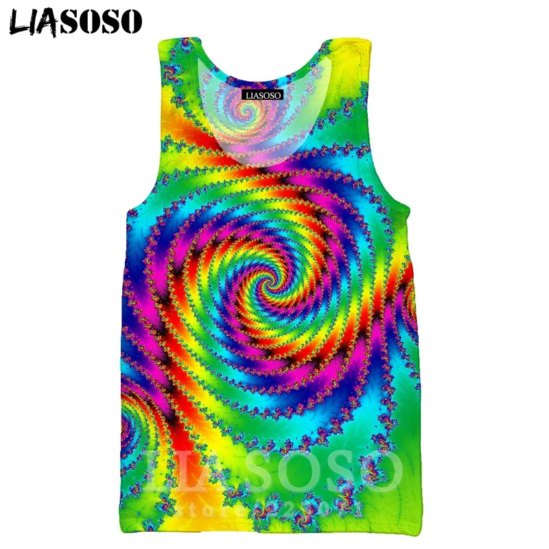Psychedelic головокружение жилет LIASOSO для мужчин женщин Аниме Толстовка 3D принт О образным вырезом майка без рукавов хип хоп пуловер A328-10