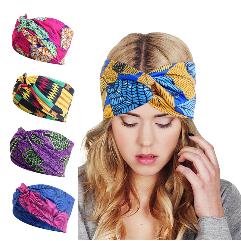 Women African Print Stretch Headband  Headwear Turban Bandage Hair Accessories