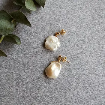 

Lii Ji Baroque Pearl 925 Sterling Silver Gold color Delicate Stud Earrings For Women Valentine's Day Birthday Gift