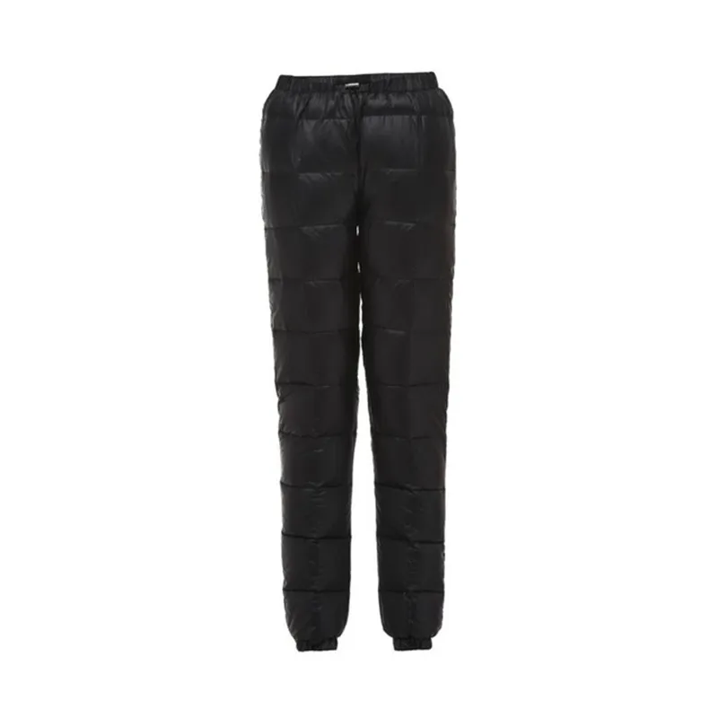 black New Down pants Winter Men Women Thick warm White duck down sports trousers Outdoor windproof waterproof camping Hiking pants 5XL - Цвет: black