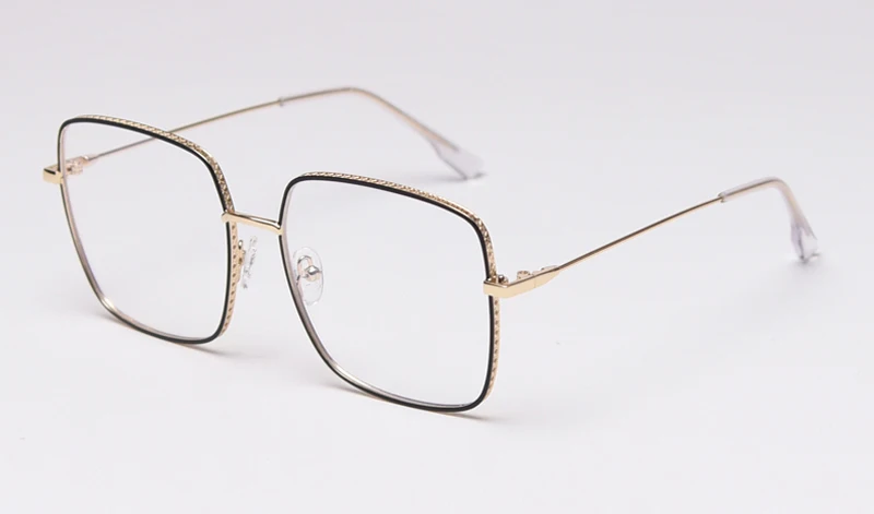 gold black frame Peekaboo мужские негабаритные очки, анти голубые Ретро прозрачные линзы, женские очки по рецепту, высокое качество, золотая металлическая оправа - Цвет оправы: gold black frame