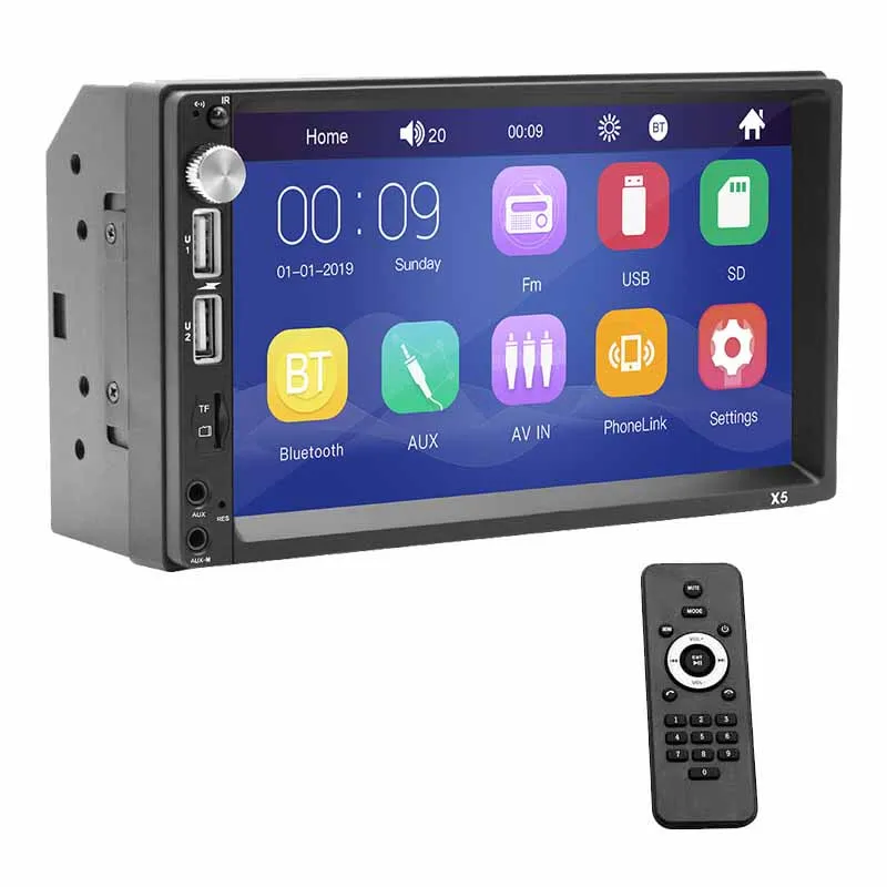 head unit 7" Touch Screen Car Radio 2 Din Mirror Link Bluetooth MP5 Player External Mic Input Handsfree A2DP USB TF ISO Head Unit PHYEE X5 - Цвет: head unit
