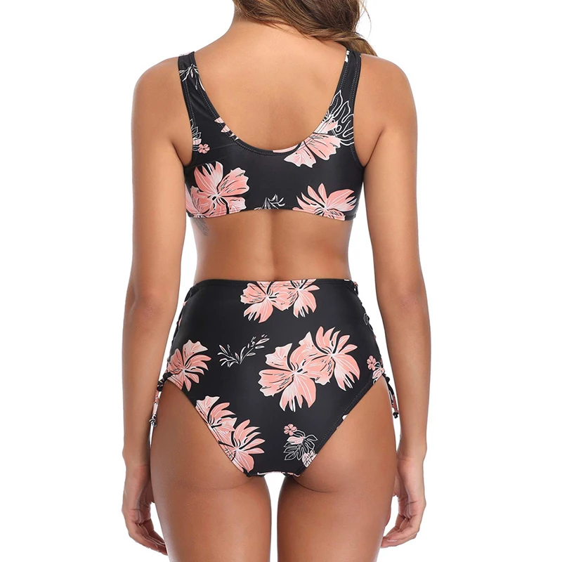 Женские пикантные купальники с высокой талией 2 шт. комплекты бикини цветочным