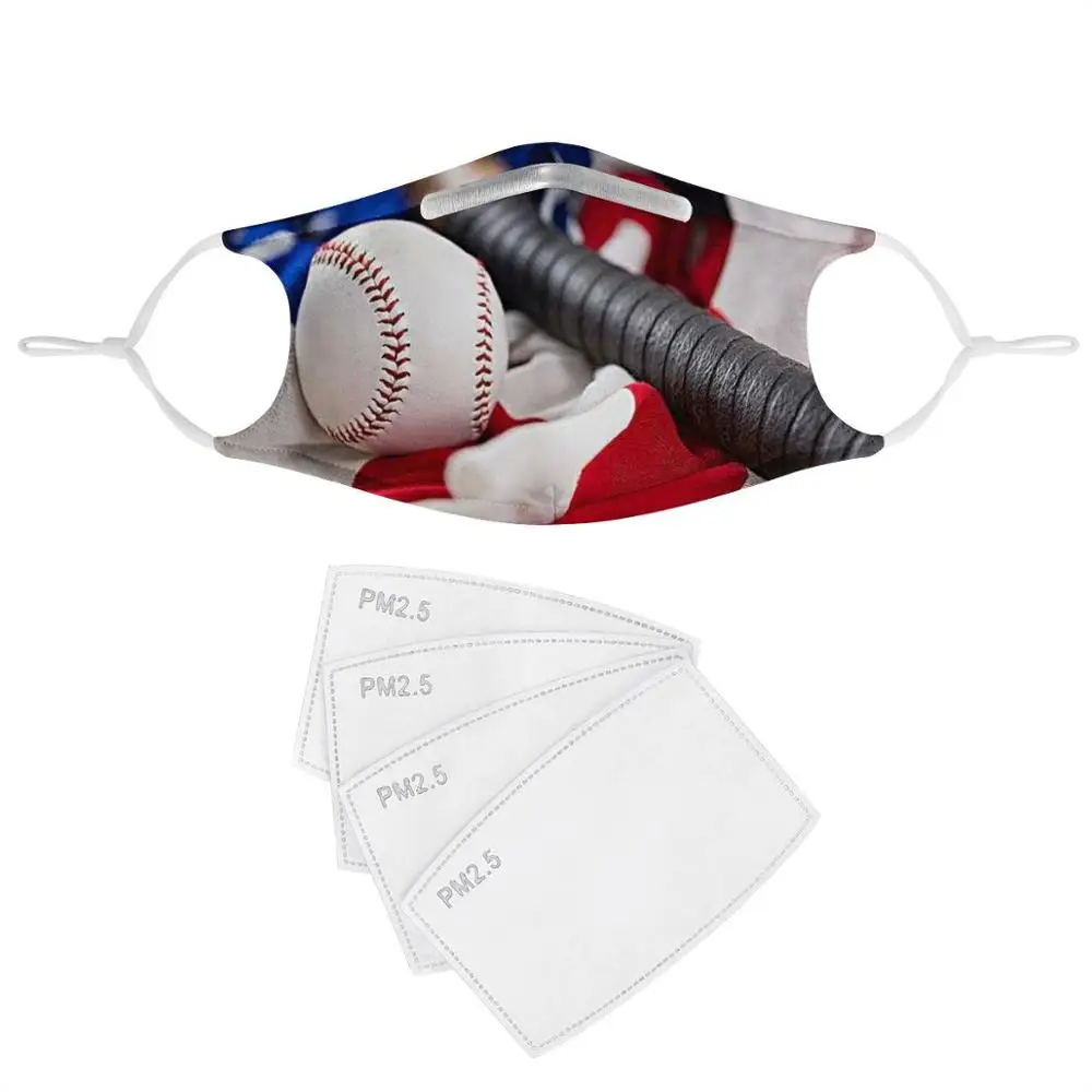 

Baseball team logo pattern custom 4Pcs Filter Masks Carbon Insert Anti-dust Anti-infection Mask Reusable masks American flag