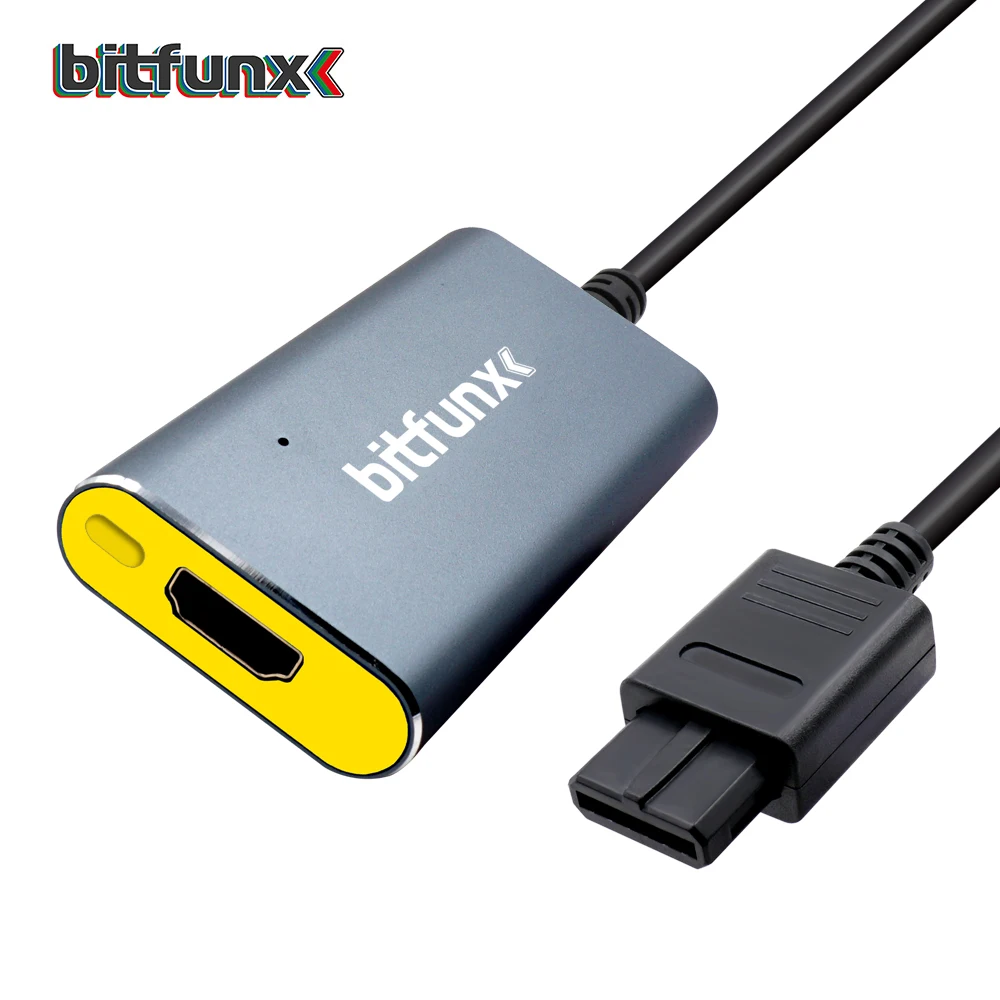 Bitfunx 2X HDMI-compatible Line Doubler Adapter Converter for Nintendo 64 N64 SNES SFC NGC S-video/Composite to HDMI-compatible