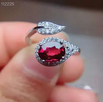 

925 silve Natural Garnet Gemstone Ring Women Fine Jewelry