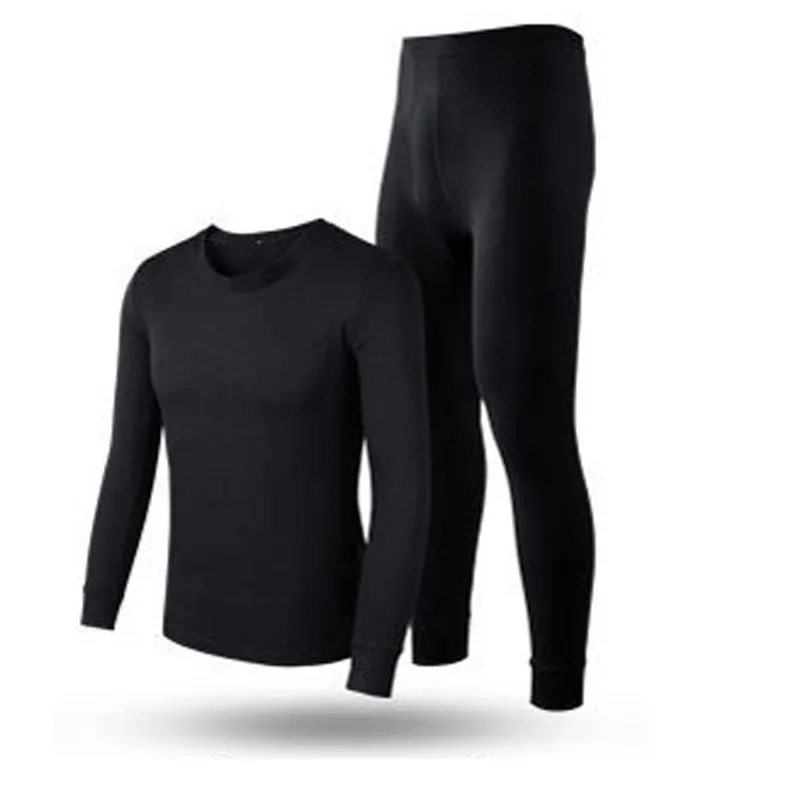 Black with pants Плюс размер кальсоны с брюками 5XL 6XL 7XL бюст 140 см флис теплые кальсоны для мужчин 4 цвета - Цвет: Black with pants