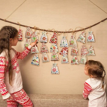 

Universal Gift bag Christmas Calendar Filling Candy Linen Bags Supplies
