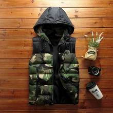 Жилет с капюшоном мужской утепленный жилет Повседневный высококачественный приталенный осенне-зимний жилет без рукавов брендовая одежда Топы в стиле ретро