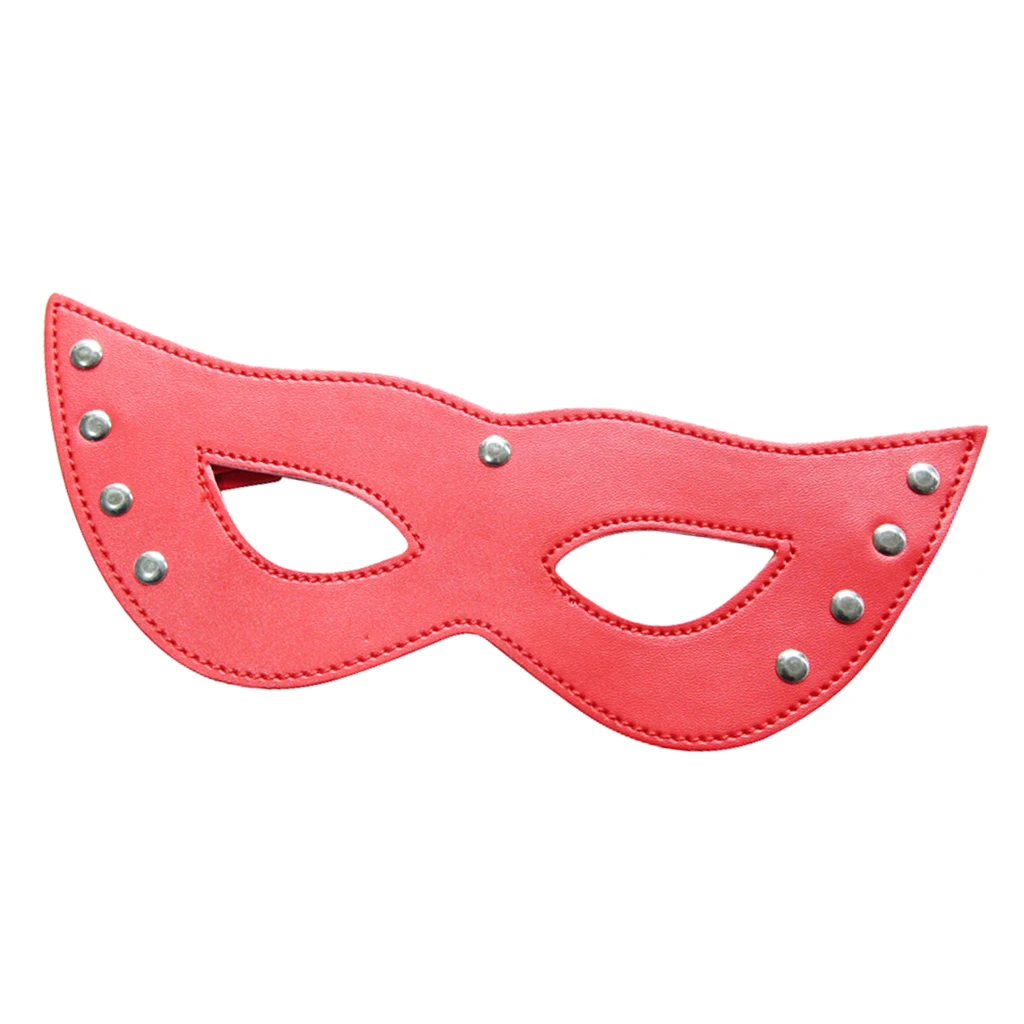Womens Ladies Fashion and Sexy Lowrie Shaped Eye Mask with Elastic Strap Leather Cosplay Role Play Party Costume 