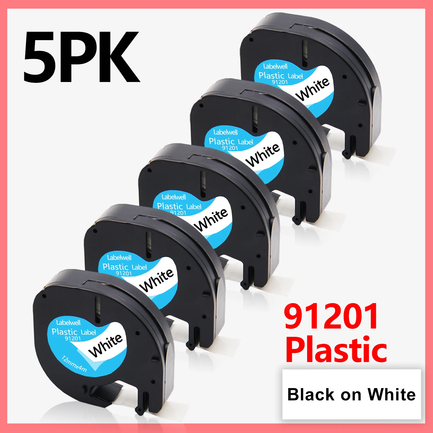 Office 5PK 91331 Compatible Dymo LetraTag LT-100H 91201 White ...