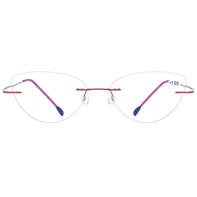 

Rimless Reading Glasses Frame Titanium Women 2018 Ultralight Cat Eye Presbyopic Hyperopia Reader Frameless +1.0 +1.5 +2.0 +2.5