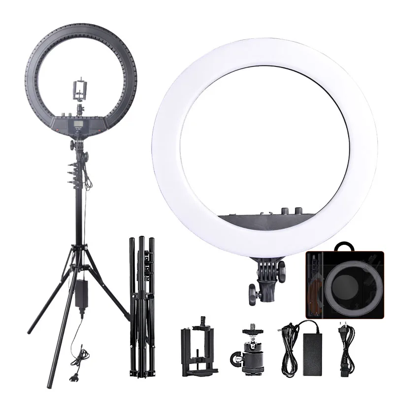  FOSOTO RL-18BII Photographic light Camera Phone Led Ring Light Bi-Color 3200-5600K Makeup Ring Lamp