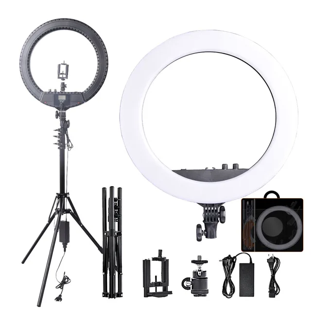 $US $96.99  FOSOTO RL-18BII Photographic light Camera Phone Led Ring Light Bi-Color 3200-5600K Makeup Ring Lamp